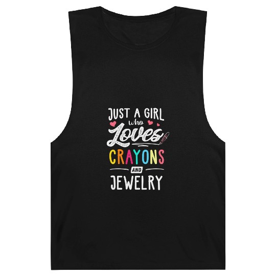 Just A Who Loves Crayons And Jewelry Youth Barnard Tanks