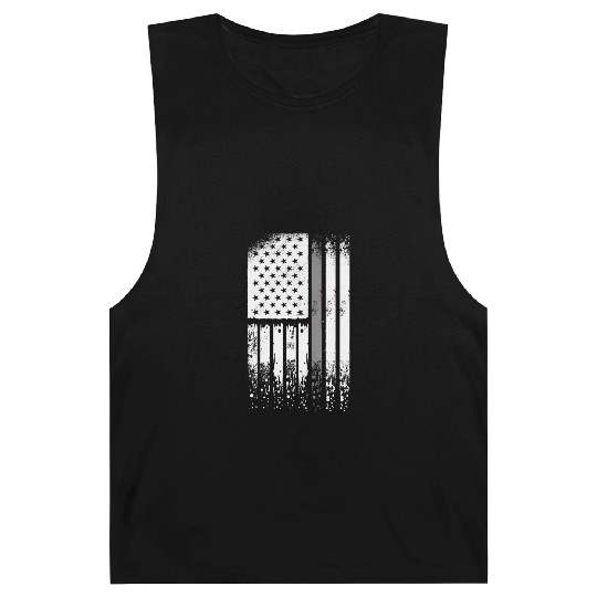 Correctional Officer - Us Flag Thin Silver Line Barnard Tanks