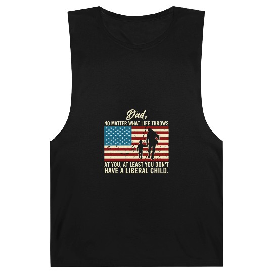 Dad Throws At You Liberal Child USA Flag Barnard Tanks