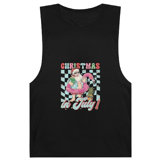 Christmas In July Groovy Santa Flamingo Float Barnard Tanks