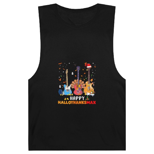 Guitar Happy Hallothanksmas Halloween Barnard Tanks
