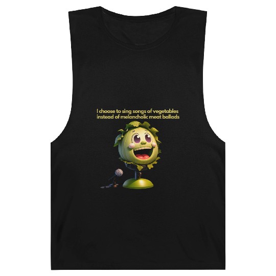 I prefer to sing songs of vegetables.Vegan Fashion Barnard Tanks