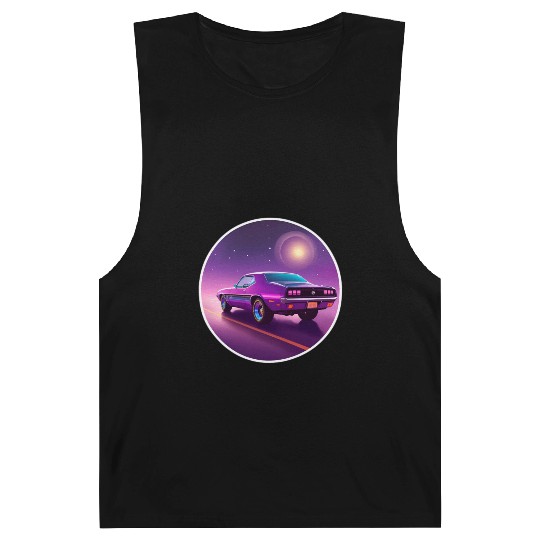 Nostalgic Retro 80s Purple Vaporwave Muscle Car Barnard Tanks
