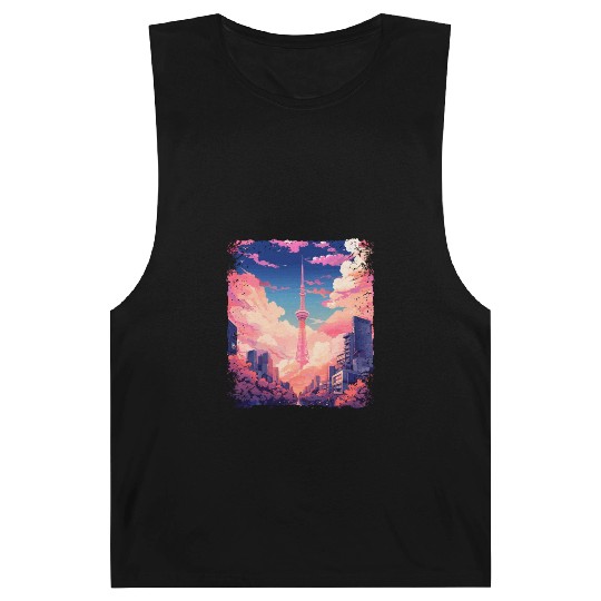 Vaporwave Aesthetic Tokyo Skytree Japanese Sight Barnard Tanks