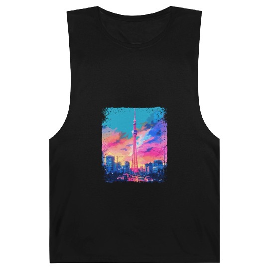Aesthetic Japanese Skytree Tokyo Vaporwave Sight Barnard Tanks