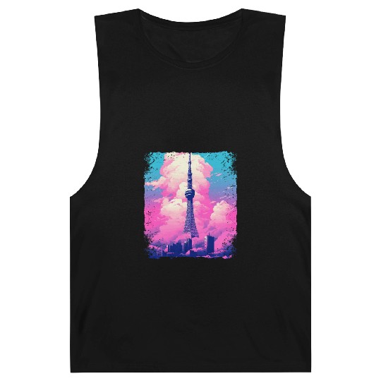 Aesthetic Tokyo Skytree Vaporwave Japanese Sight Barnard Tanks