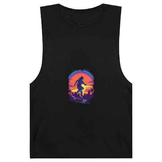 Skateboarding Skateboarder Skater Sunset Retro Barnard Tanks