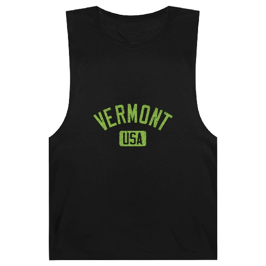 Vermont Usa Arched Text Distressed Lime Green Prin Barnard Tanks