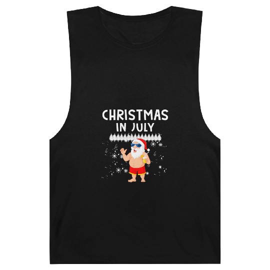 Funny Santa Christmas In July Summer Xmas Gif Barnard Tanks