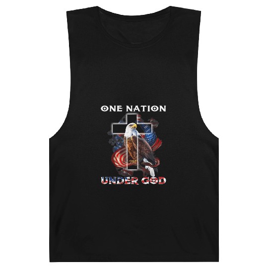 One Nation Under God Jesus Usa Cross Bald Eagle Barnard Tanks