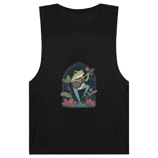 Cottagecore Aesthetic Frog Playing Banjo Barnard Tanks