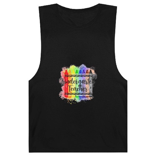 Funny Kindergarten Teacher Crayon Back To School Barnard Tanks