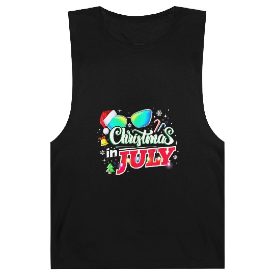 Christmas in July Santa Hat Sunglasses Summer Barnard Tanks