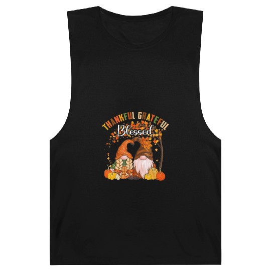 Thankful Grateful Blessed Gnomes Fall Autumn Barnard Tanks