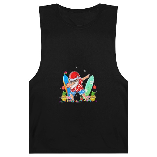 Dabbing Santa Christmas In July Hawaiian Xmas Barnard Tanks