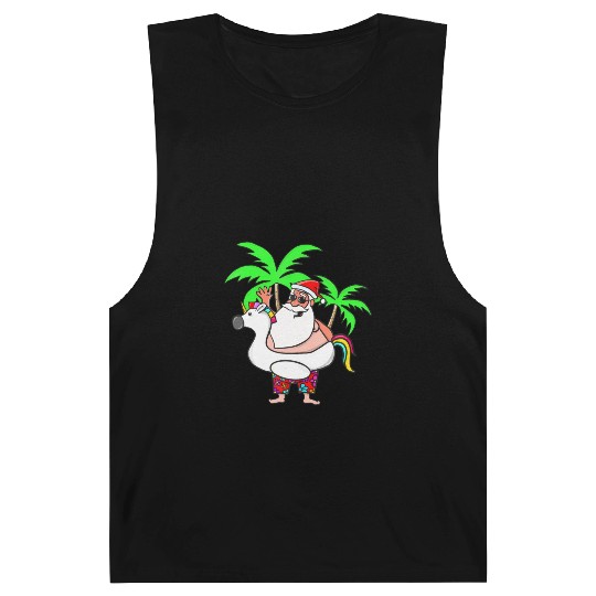 Christmas In July Santa on Vacation Unicorn Pool Barnard Tanks