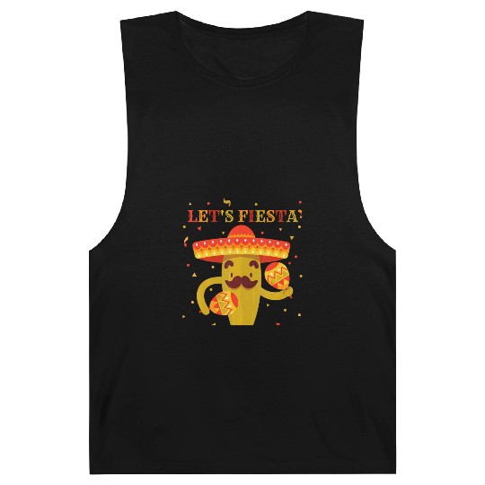 Let's Fiesta Cinco De Mayo Guitar Cactus Sombrero Barnard Tanks