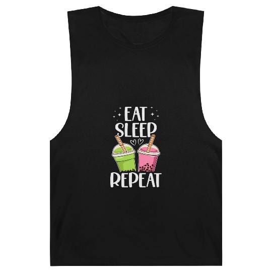 Eat Sleep Boba Tea Repeat Bubble Tea Lover Drinker Barnard Tanks