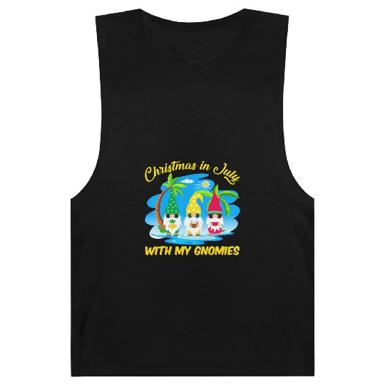 Christmas In July With My Gnomies Beach Summer Barnard Tanks