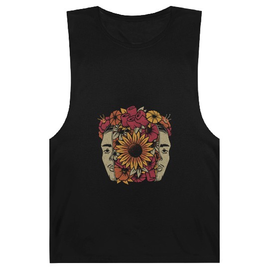 Frida Kahlo Head Flowers Barnard Tanks