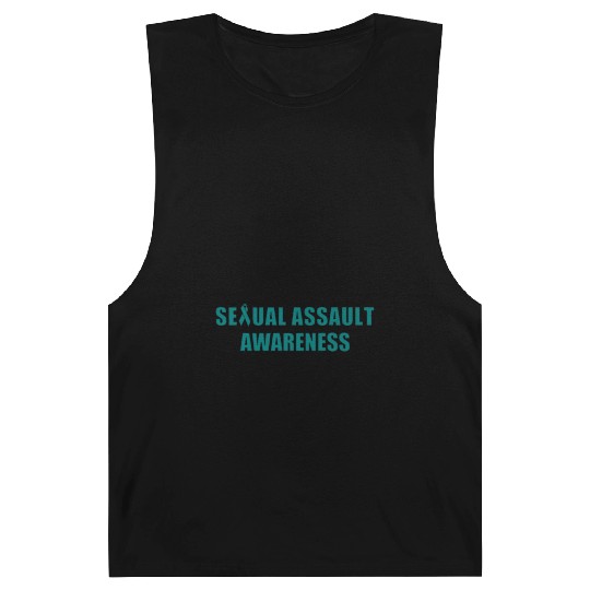 i wear teal for sexual assault awareness gift ribb Barnard Tanks