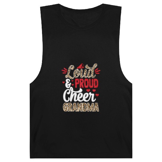 Cheer Grandma Biggest Fan Leopard Print And Pom Po Barnard Tanks