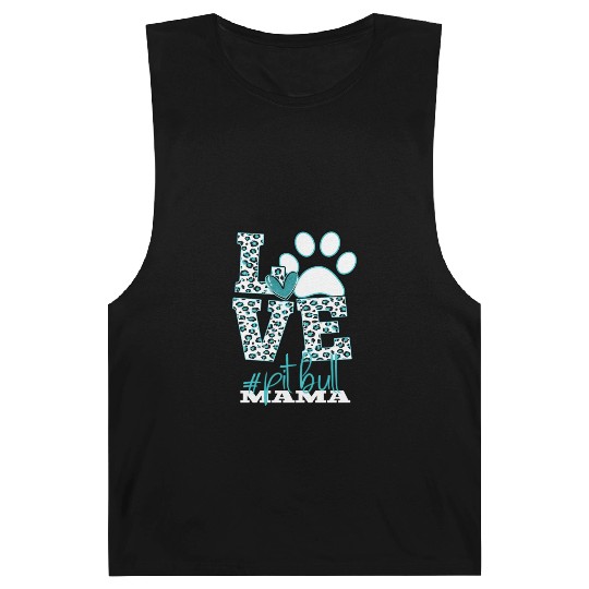Pitbull Mama Leopard Print Paw Love Barnard Tanks