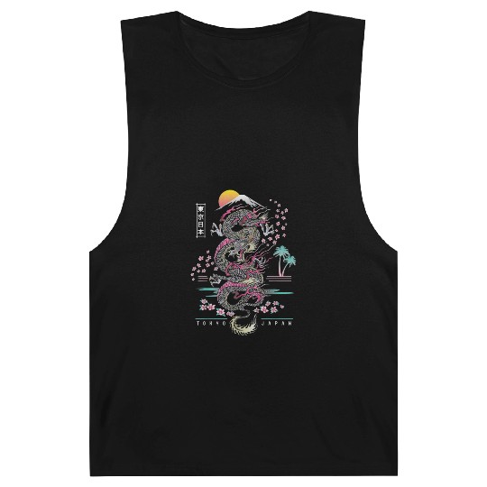Japanese Dragon Asian Neon retro 80s style Barnard Tanks
