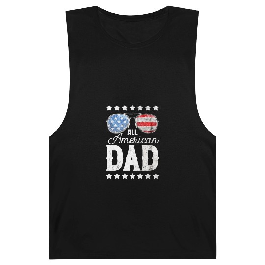 All American Dad 4th of July Father's Day Sunglass Barnard Tanks