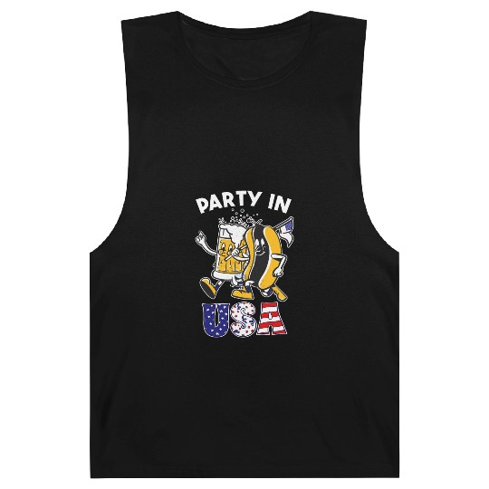Party In The Usa Hot Dog Love Funny Fourth Of July Barnard Tanks