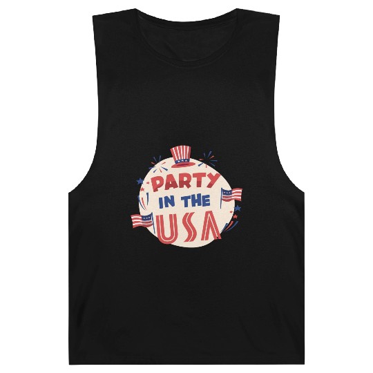 Party In The Usa Hot Dog Love Funny Fourth Of July Barnard Tanks
