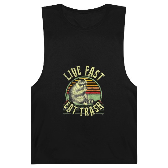 Raccoon Lover Eat Trash Funny Retro Distressed Barnard Tanks