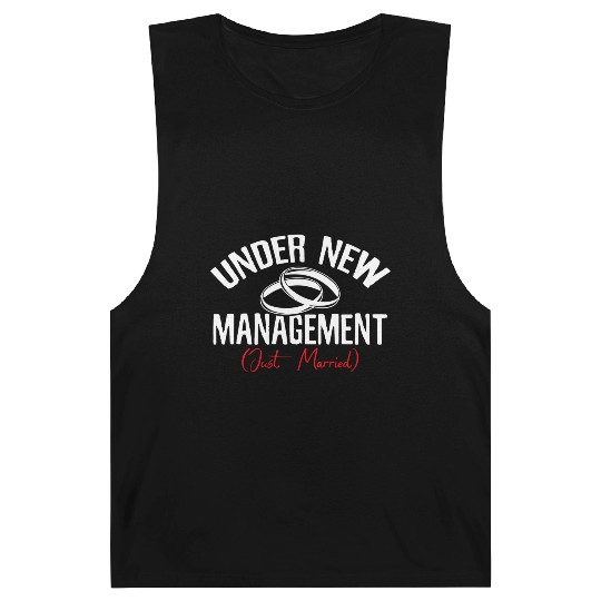 Under Newagement Just Married Groom Bride Wedding Barnard Tanks