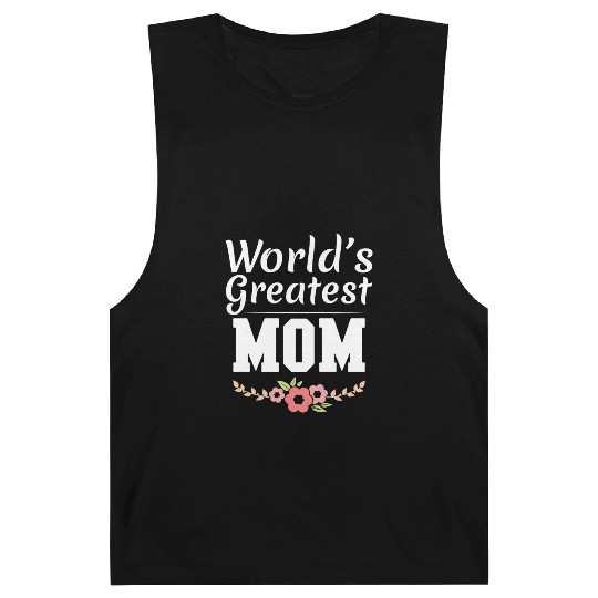 World s Greatest Mom Floral Mothers Day Best Mom Barnard Tanks