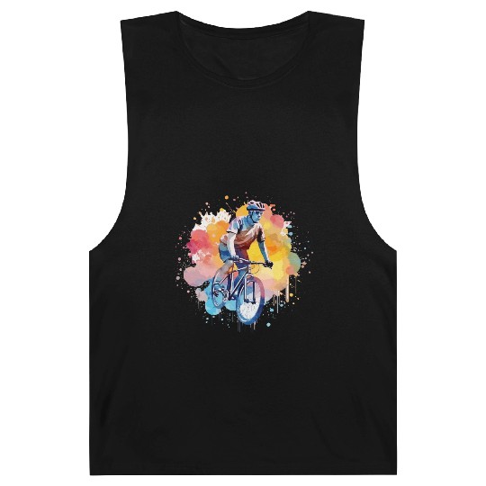 Ride to Freedom - Watercolor Style Cycling Art Barnard Tanks