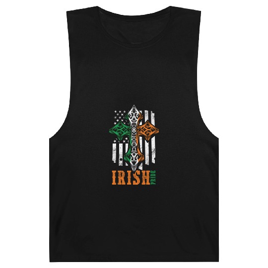 Irish American Flag Celtic Cross Barnard Tanks