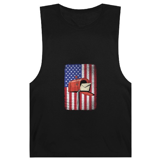 Postal Worker Vintage American Flag Postal Service Barnard Tanks
