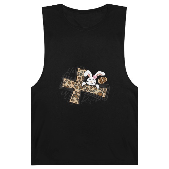 Happy Easter He Is Risen Jesus Cross Easter Bunny Barnard Tanks