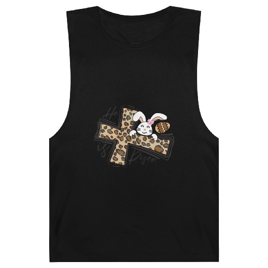 Happy Easter He Is Risen Jesus Cross Easter Bunny Barnard Tanks