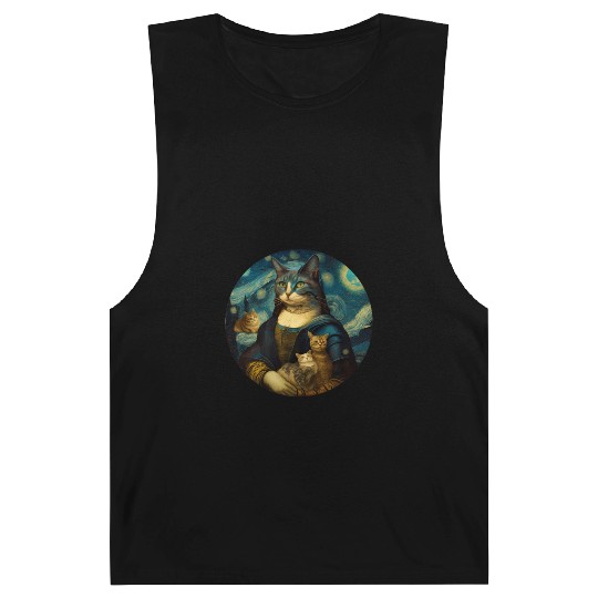 Mona Lisa With Cats Starry Night Van Gogh Painting Barnard Tanks