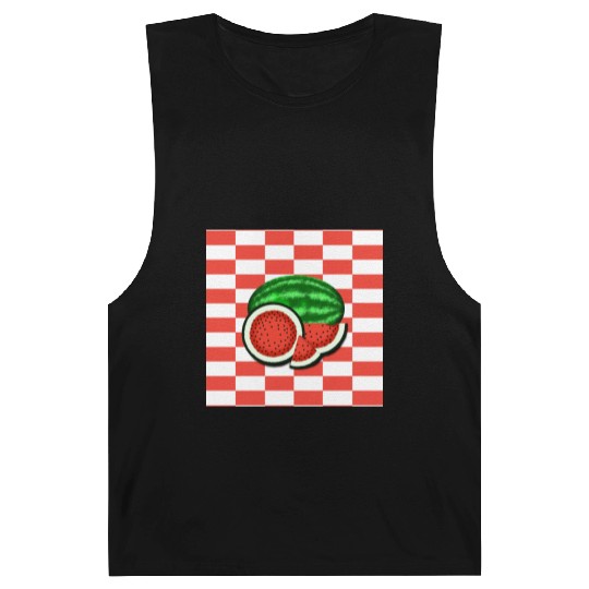 Watermelon on Watermelon Pink Background Barnard Tanks