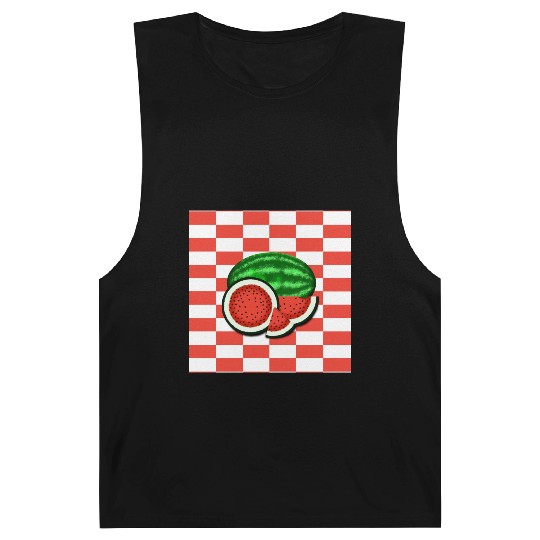 Watermelon on Watermelon Pink Background Barnard Tanks