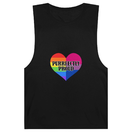Purrfectly Proud Rainbow Bisexual Flag Heart Barnard Tanks