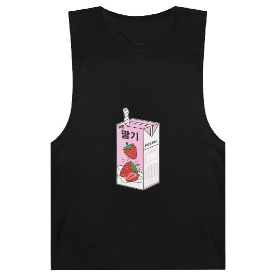 K Pop Strawberry Milk Drink Korea Kpop Korean Barnard Tanks