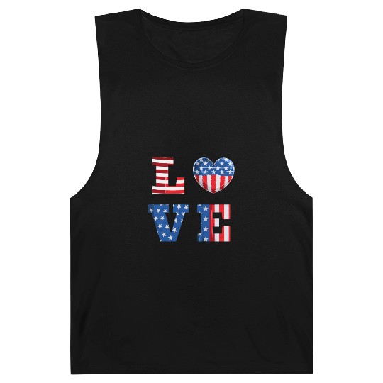 LOVE America Independence Day USA Patriots Barnard Tanks