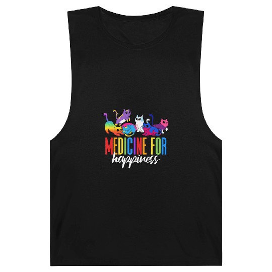 Medicine for Happiness Rainbow Colored LGBT Cat Barnard Tanks