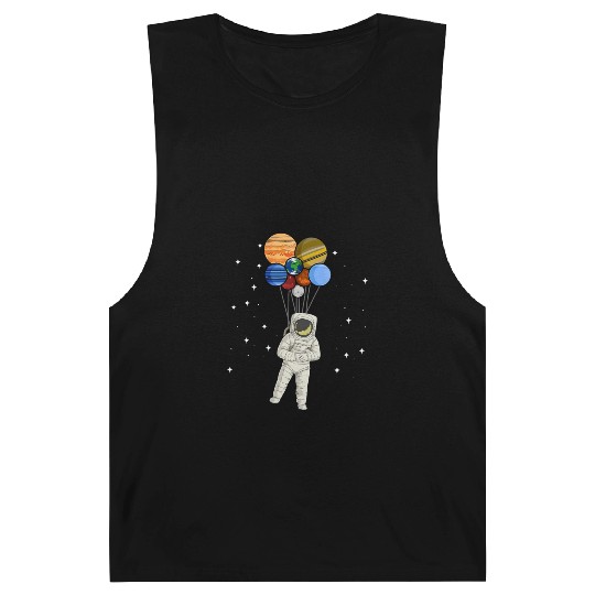 Astronaut Holding Planet Balloons of Solar System Barnard Tanks