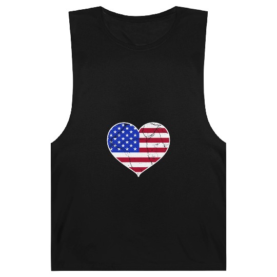 Love America Flag Independence Day USA Patriots Barnard Tanks