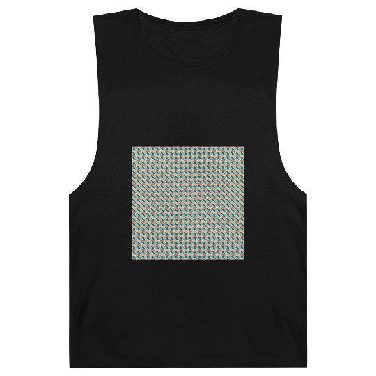Retro Orange Teal Pattern Barnard Tanks