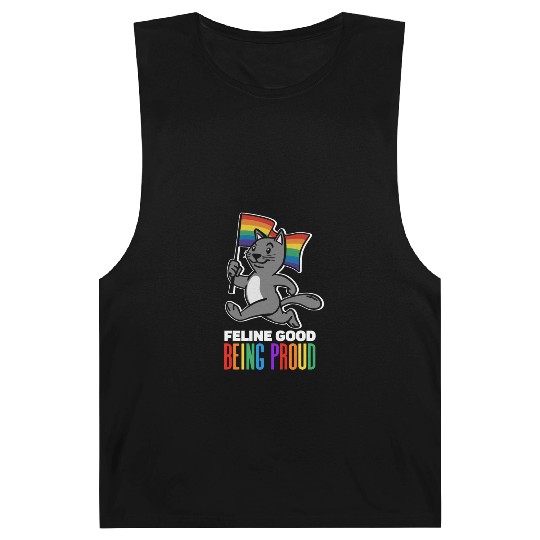 Feline Good Being Proud Rainbow Flag Cat Pride Barnard Tanks